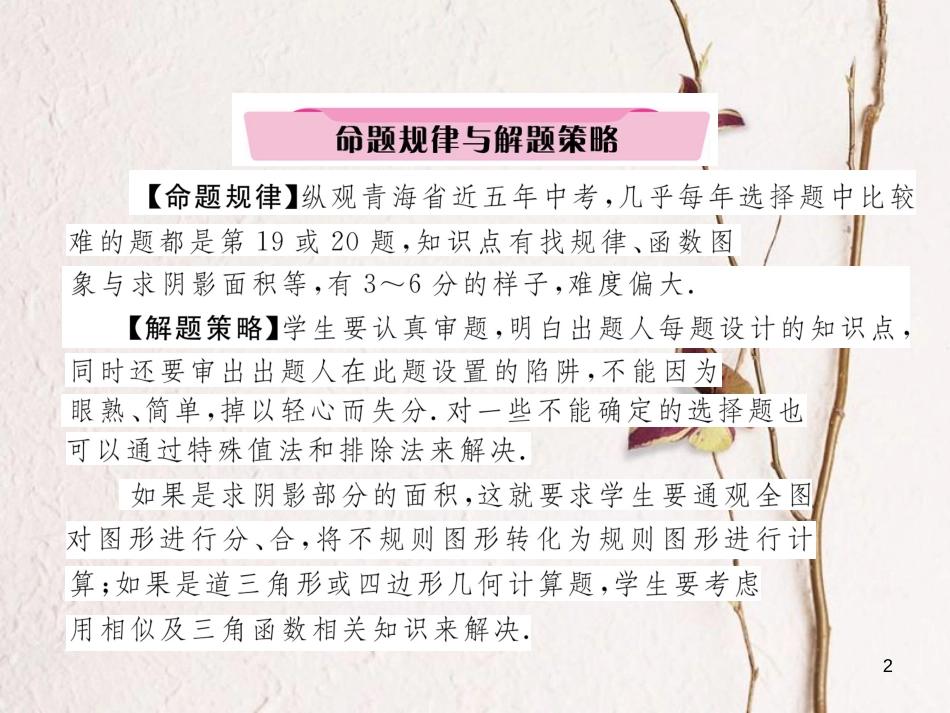 （青海专版）中考数学复习 第2编 专题突破篇 题型2 选择题（精讲）课件_第2页