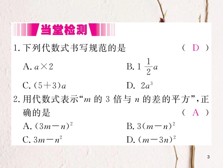 七年级数学上册 3.2 代数式 第1课时 代数式（小册子）课件 （新版）北师大版_第3页