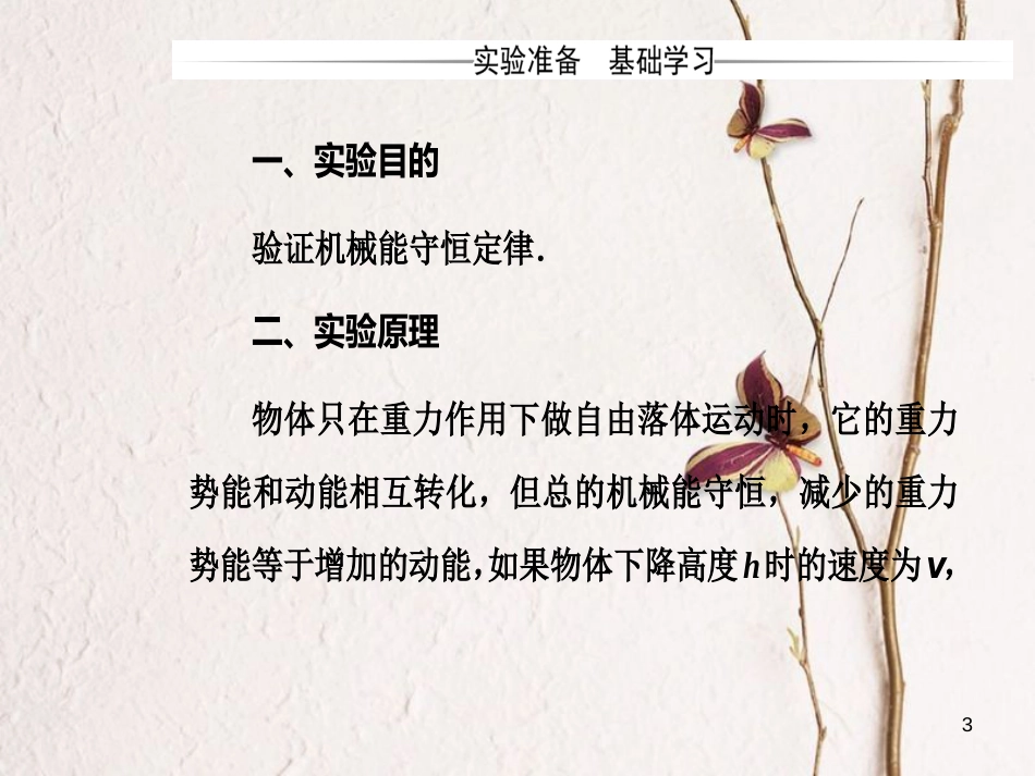 高中物理 第4章 机械能和能源 第五节 验证机械能守恒定律课件 粤教版必修2_第3页
