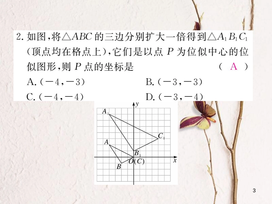 河北省九年级数学下册 27 相似 27.3 第2课时 平面直角坐标系中的位似练习课件 （新版）新人教版_第3页