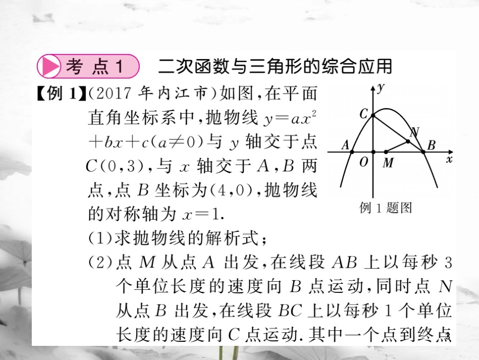 春中考数学总复习 第一轮 同步演练 夯实基础 第一部分 数与代数 第3章 函数及其图象 第14节 函数的综合应用 第1课时 二次函数与几何应用课件 新人教版_第3页