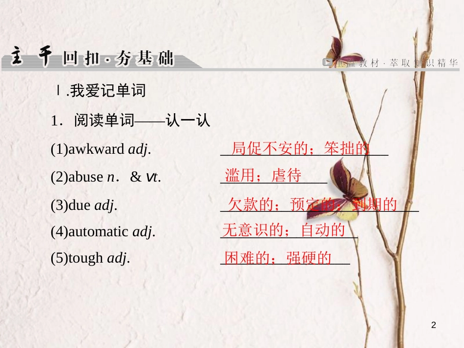 版高考英语大一轮复习 第1部分 模块复习方略 Unit 3 A healthy life课件 新人教版选修6_第2页