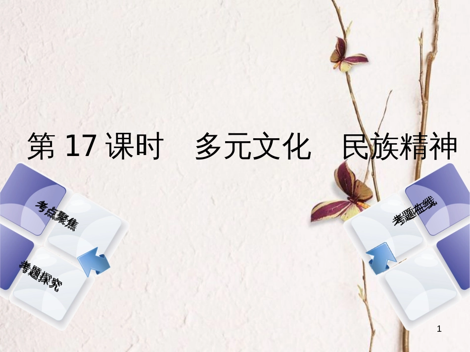 中考政治复习方案 第五单元 知晓国情 报效祖国 第17课时 多元文化 民族精神课件_第1页