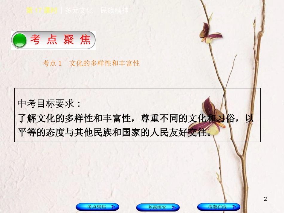 中考政治复习方案 第五单元 知晓国情 报效祖国 第17课时 多元文化 民族精神课件_第2页