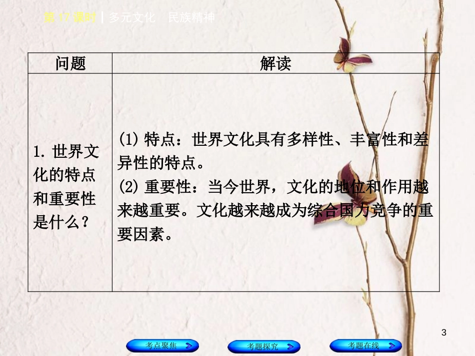 中考政治复习方案 第五单元 知晓国情 报效祖国 第17课时 多元文化 民族精神课件_第3页
