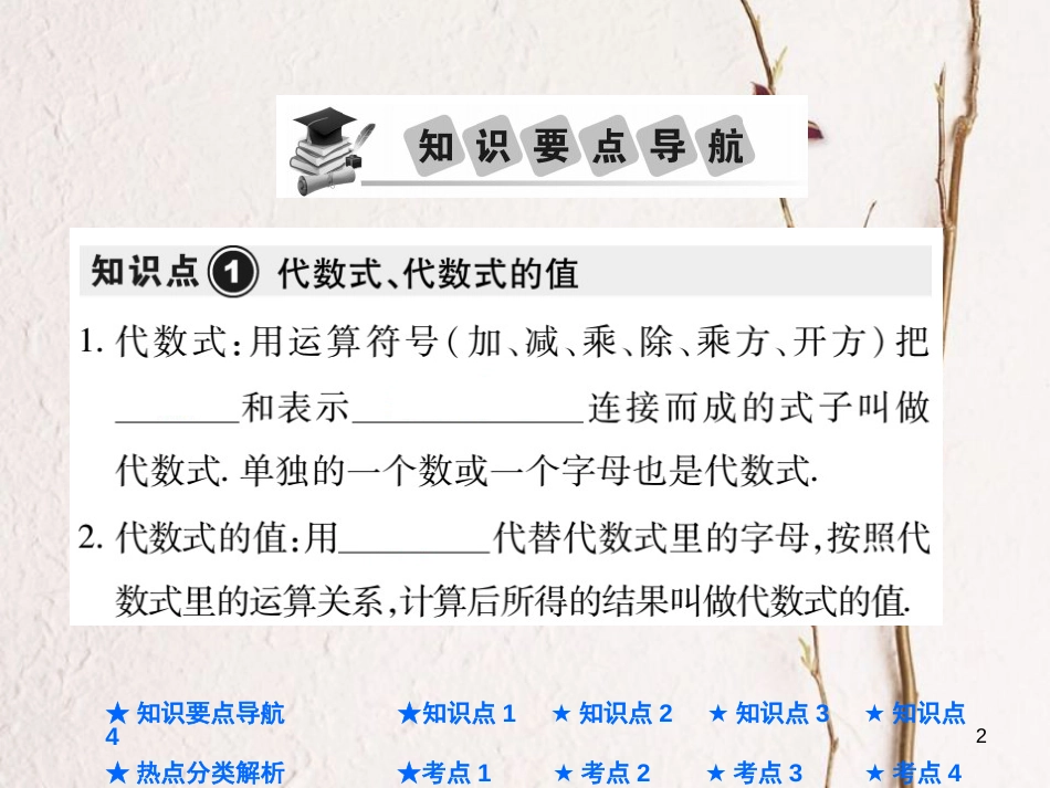 中考数学总复习 第一部分 基础知识复习 第1章 数与式 第3讲 整式及因式分解课件_第2页