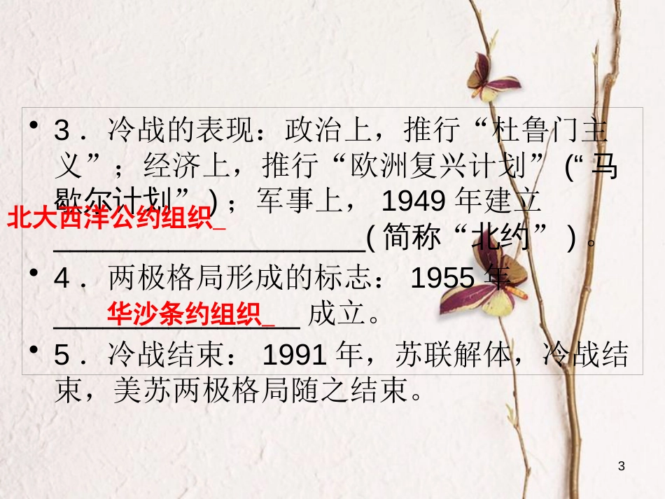 广东省年中考历史复习 第1轮 单元过关 夯实基础 考点晚诵 模块6 世界现代史 第4单元 战后世界格局的演变 现代科学技术和文化课件_第3页