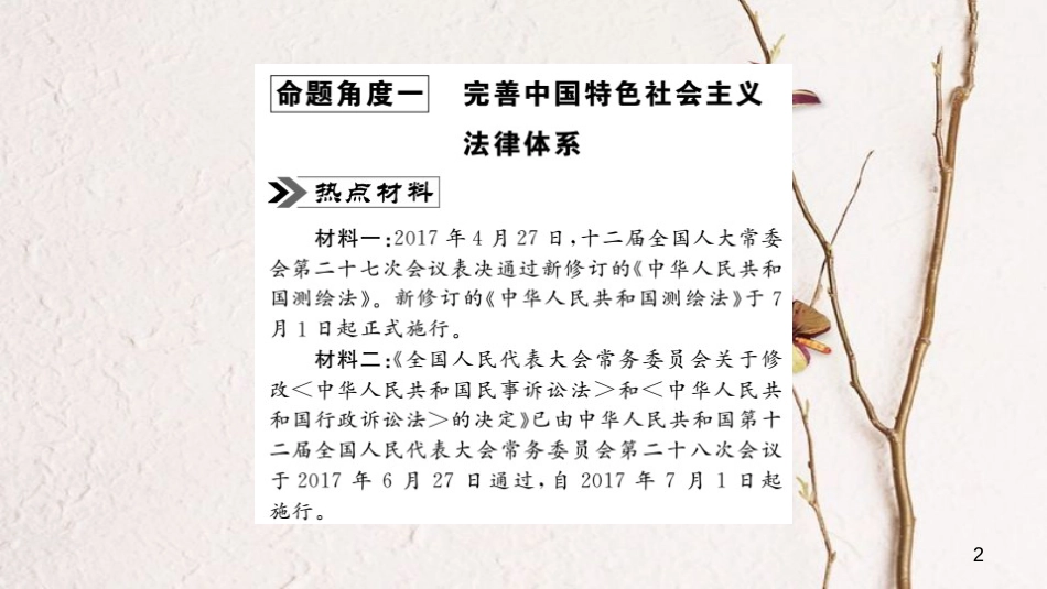 安徽省中考政治 第二篇 热点专题透视 时事专题三 彰显法律权威 建设法治中国复习课件_第2页