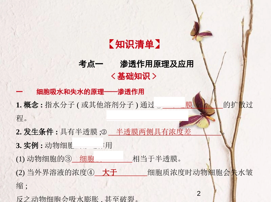 （新课标）2019版高考生物一轮复习 专题3 物质出入细胞的方式课件_第2页