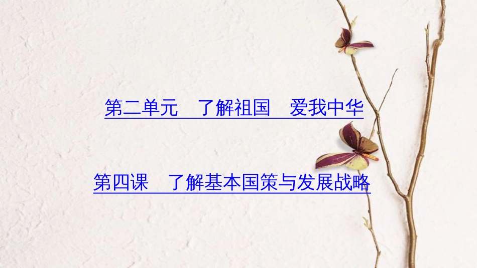 （山西地区）中考政治总复习 考点聚焦 九年级 第二单元 了解祖国 爱我中华 第四课 了解基本国策与发展战略课件_第1页