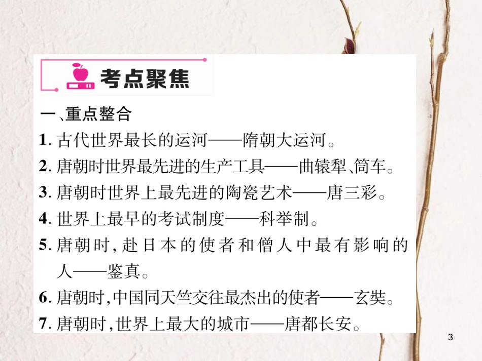 七年级历史下册 第1单元 隋唐时期：繁荣与开放的时代重难点突破作业课件 新人教版_第3页