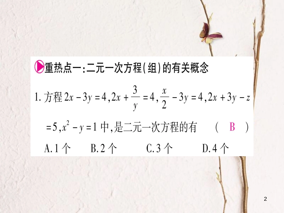 七年级数学下册 第8章 二元一次方程组中考重热点突破习题课件 （新版）新人教版_第2页