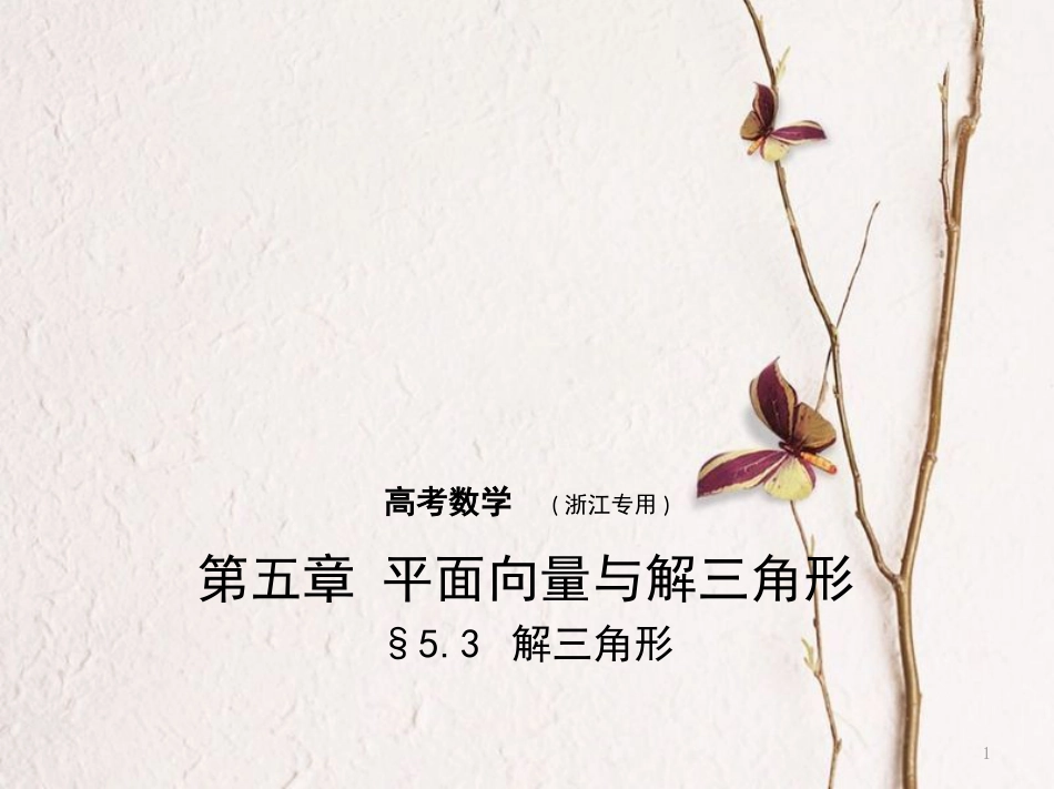 （浙江专用）高考数学一轮复习 第五章 平面向量与解三角形 5.3 解三角形课件_第1页