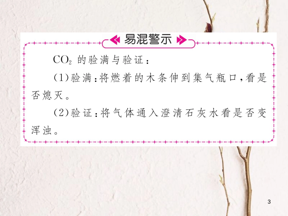 九年级化学上册 第6单元 碳和碳的氧化物 实验活动2 二氧化碳的实验室制取与性质作业课件 （新版）新人教版_第3页
