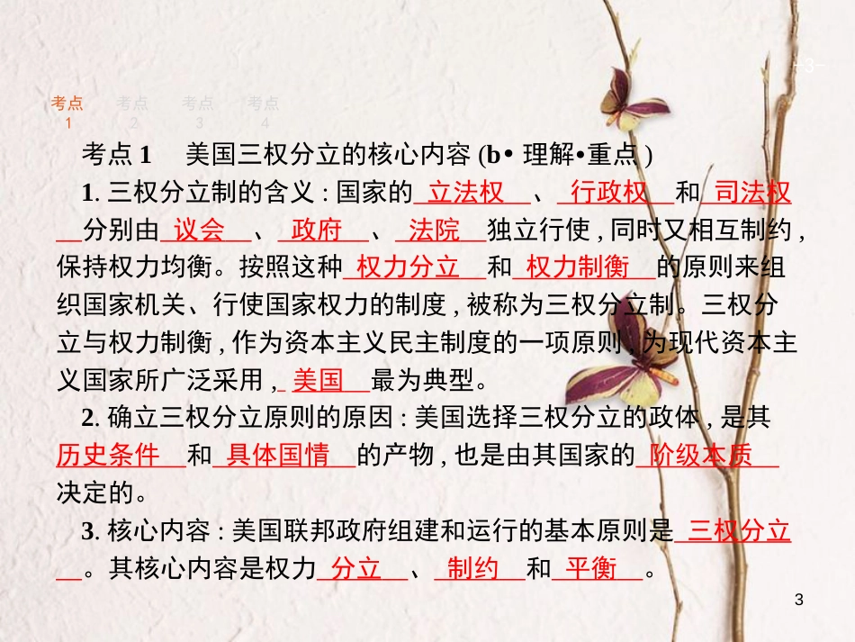 （浙江选考1）2019年高考政治一轮复习 40 美国的三权分立制与利益集团课件 新人教版选修3_第3页