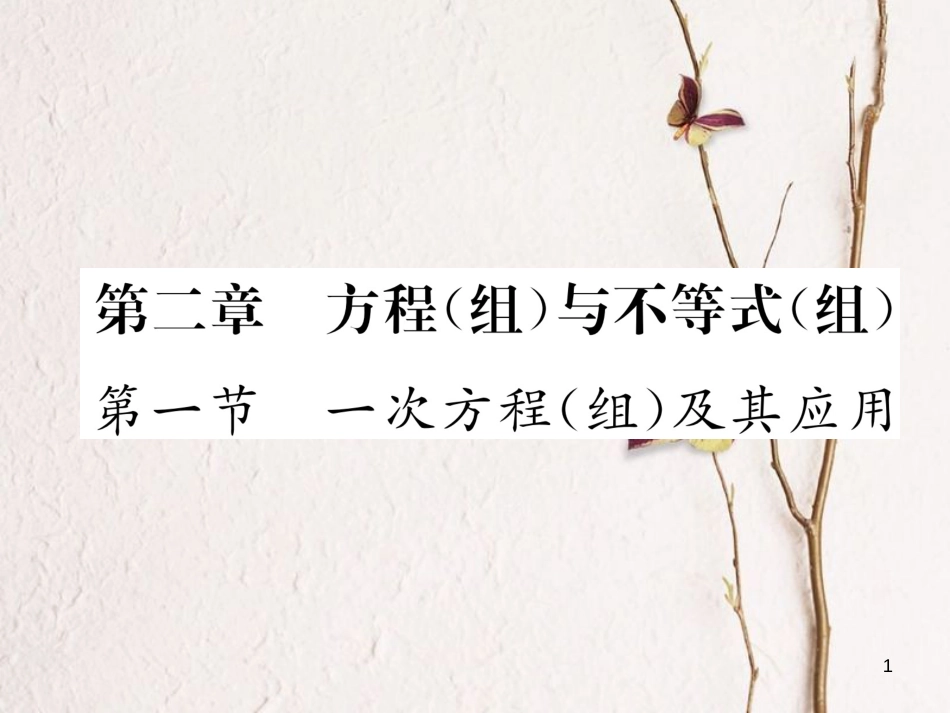 （青海专版）中考数学复习 第1编 教材知识梳理篇 第2章 方程（组）与不等式（组）第1节 一次方程（组）及其应用（精讲）课件_第1页