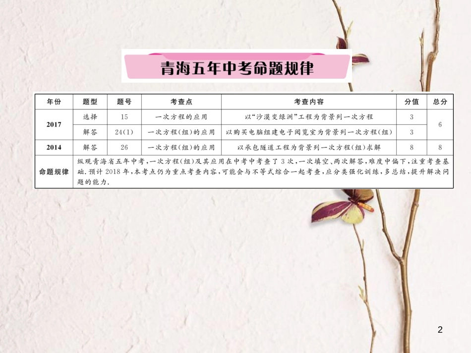 （青海专版）中考数学复习 第1编 教材知识梳理篇 第2章 方程（组）与不等式（组）第1节 一次方程（组）及其应用（精讲）课件_第2页