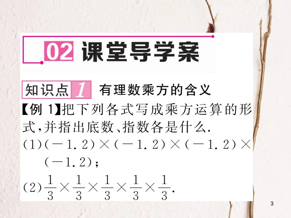 （贵阳专版）七年级数学上册 2.9 有理数的乘方 第1课时 有理数乘方的意义及运算课件 （新版）北师大版_第3页