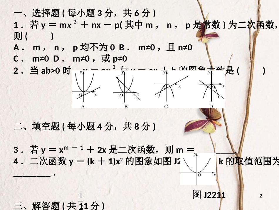 陕西省安康市石泉县池河镇九年级数学上册 22 二次函数课件 （新版）新人教版_第2页