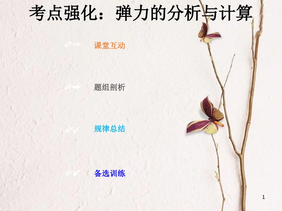 2019版高考物理总复习 第二章 相互作用 2-1-1 考点强化 弹力的分析与计算课件_第1页