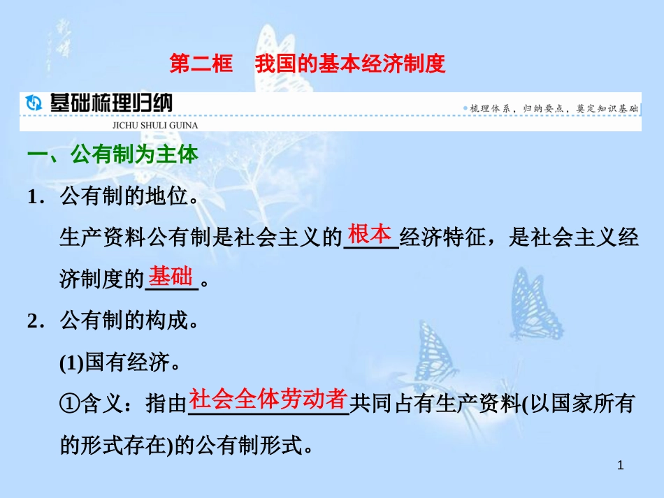 高中政治 第四课 生产与经济制度 第二框 我国的基本经济制度课件 新人教版必修1_第1页