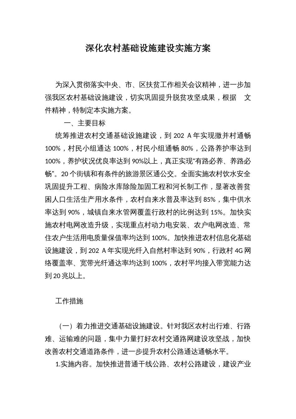 深化农村基础设施建设实施方案_第1页