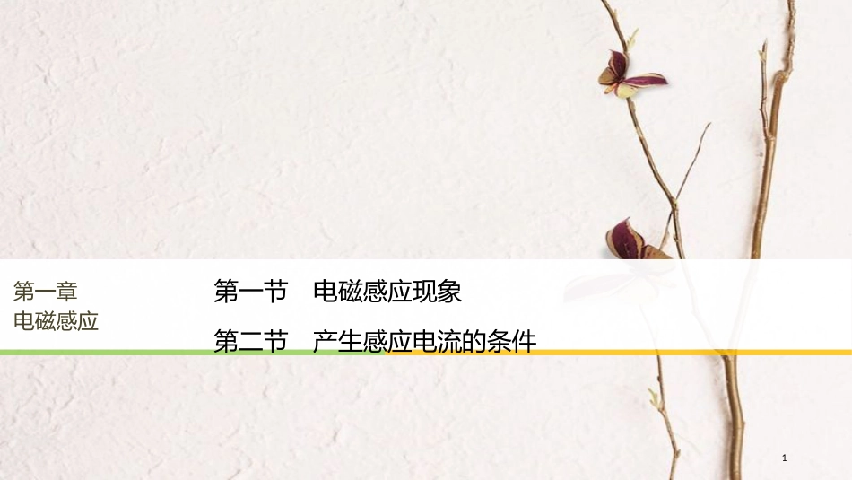 2017-高中物理 第一章 电磁感应 第一节 电磁感应现象 第二节 产生感应电流的条件课件 粤教版选修3-2(1)_第1页