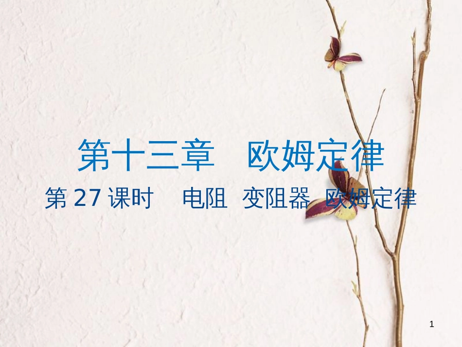 江苏省大丰市中考物理第27课时电阻变阻器欧姆定律复习课件_第1页