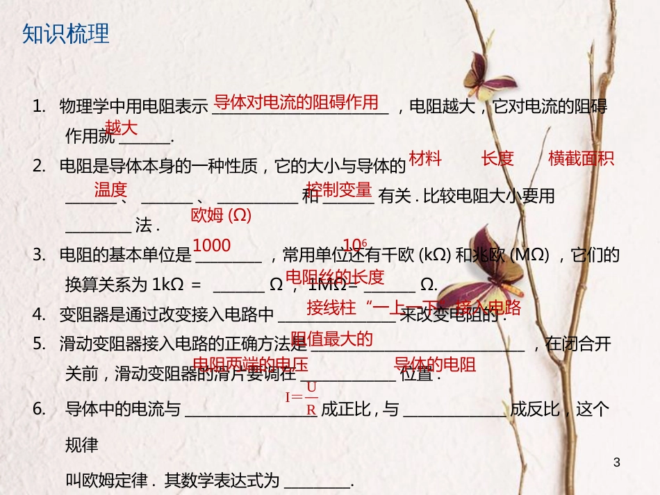 江苏省大丰市中考物理第27课时电阻变阻器欧姆定律复习课件_第3页