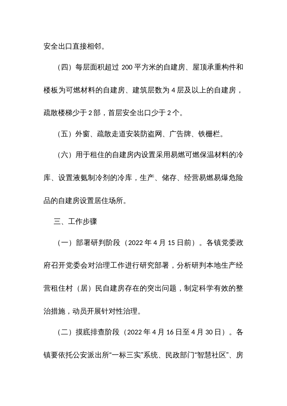 生产经营租住村（居）民自建房重大火灾风险综合治理实施方案_第3页