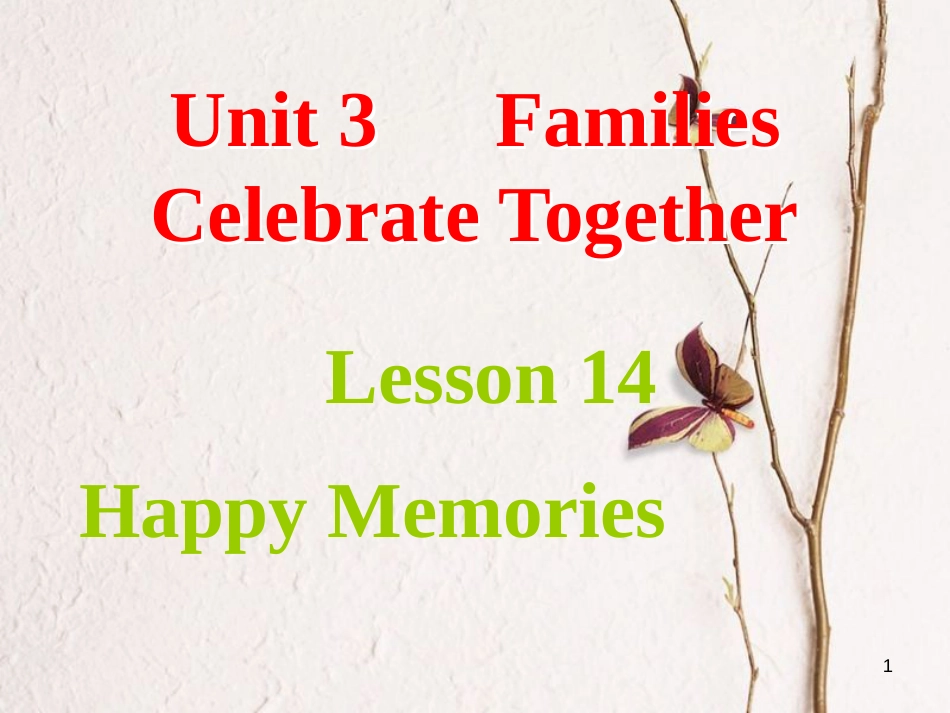 八年级英语上册 Unit 3 Families Celebrate Together Lesson 14 Happy Memories课件 （新版）冀教版_第1页