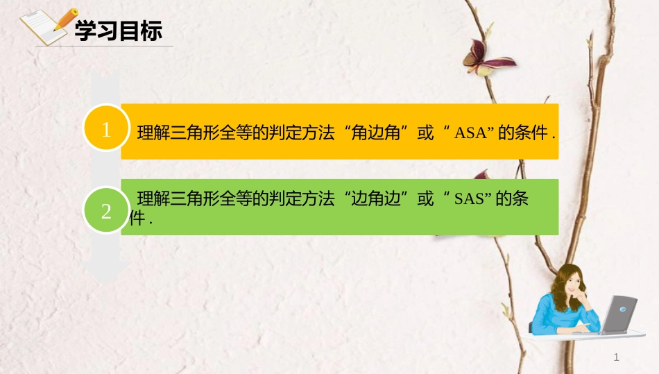 八年级数学上册 第十二章 三角形 12.5 全等三角形的判定 12.5.1 全等三角形的判定课件 北京课改版_第1页