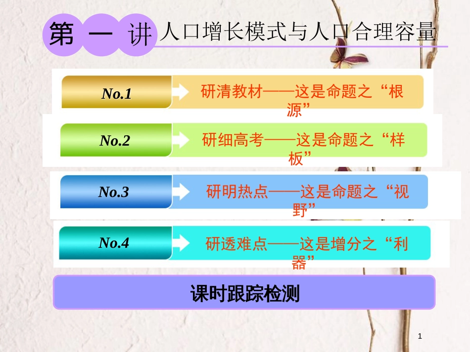 2019版高考地理大一轮复习 第二部分 第一章 人口与环境 第一讲 人口增长模式与人口合理容量课件 湘教版_第1页