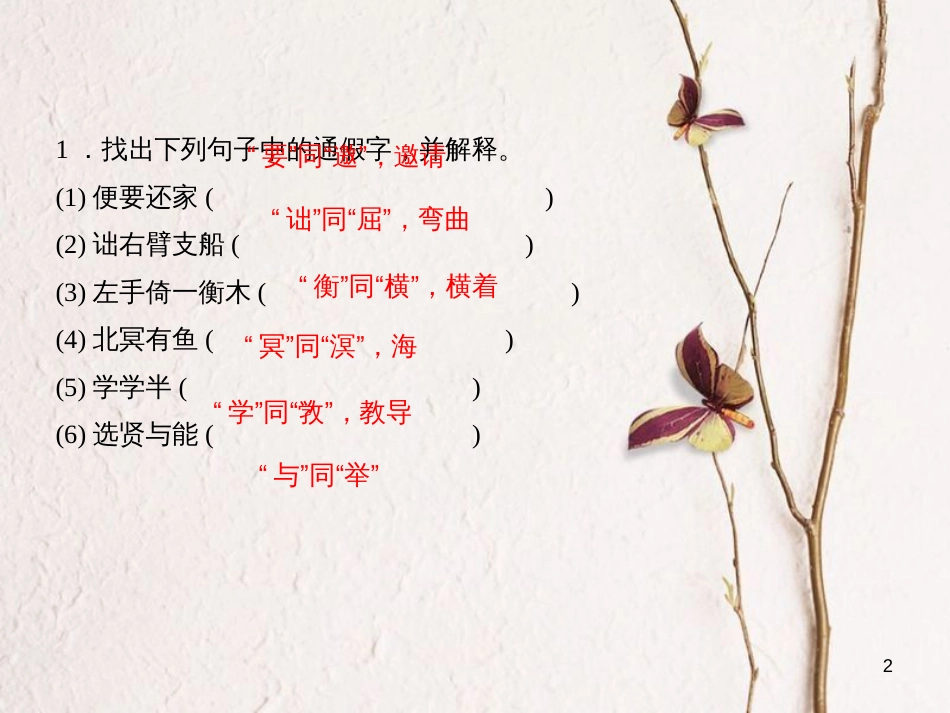 学年八年级语文下册 专题六 文言文基础训练课件 新人教版_第2页