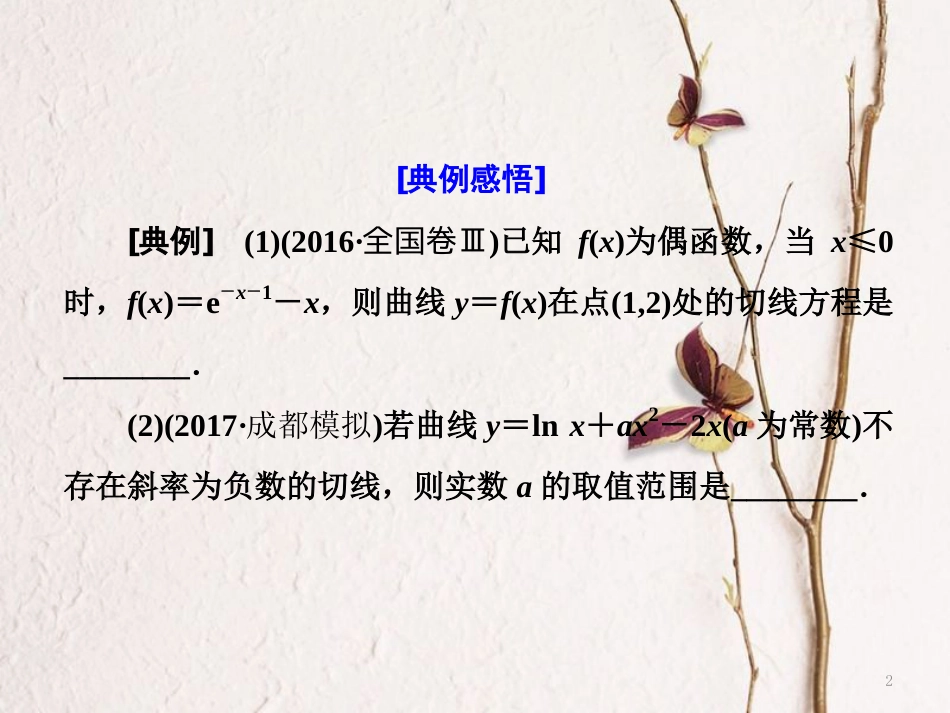 （通用版）高考数学二轮复习 专题六 函数、不等式、导数 第四讲 小题考法——导数的简单应用课件 文_第2页