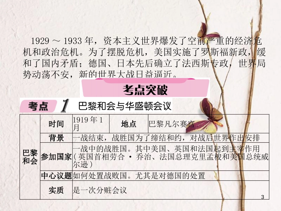 （青海专版）中考历史总复习 第一编 教材知识梳理 第27讲 凡尔赛—华盛顿体系下的东西方世界课件_第3页