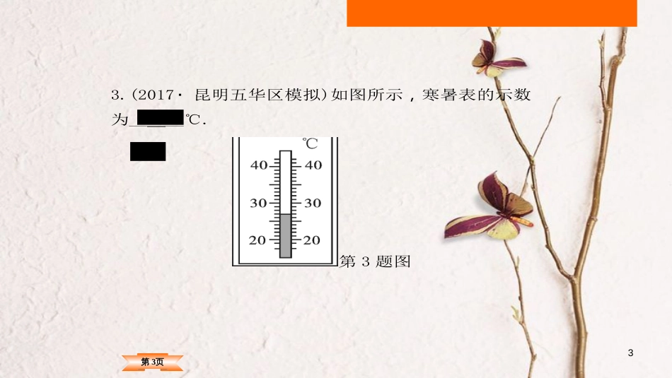 （云南专版）2018中考物理总复习 专题突破2 仪器、仪表读数题课件_第3页