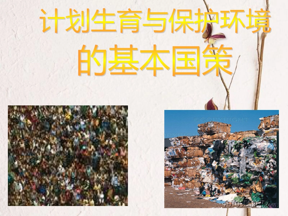 内蒙古鄂尔多斯市九年级政治全册 第二单元 了解祖国 爱我中华 第四课 了解基本国策与发展战略 第二框计划生育与保护环境的基本国策课件 新人教版_第1页