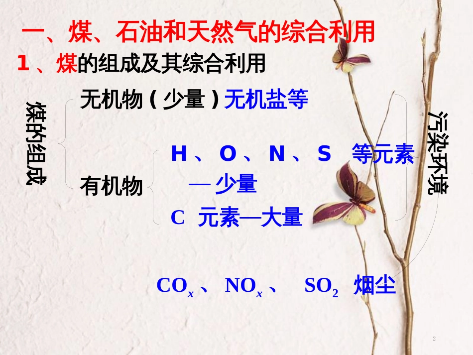高中化学 第二单元 化学与资源开发利用 2.3 石油、煤和天然气的综合利用课件2 新人教版选修2_第2页