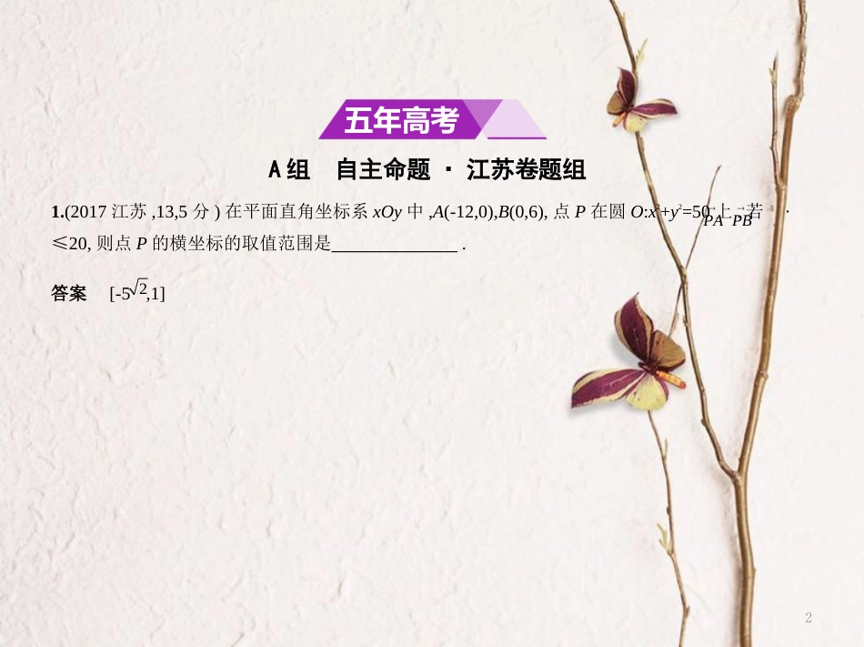 （江苏专用）高考数学一轮复习 第十五章 平面解析几何初步 15.3 直线与圆、圆与圆的位置关系课件_第2页