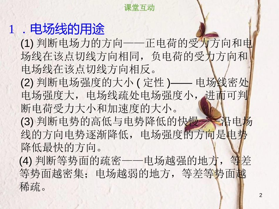 2019版高考物理总复习 第七章  静电场 7-1-3 电场线的理解和应用课件_第2页