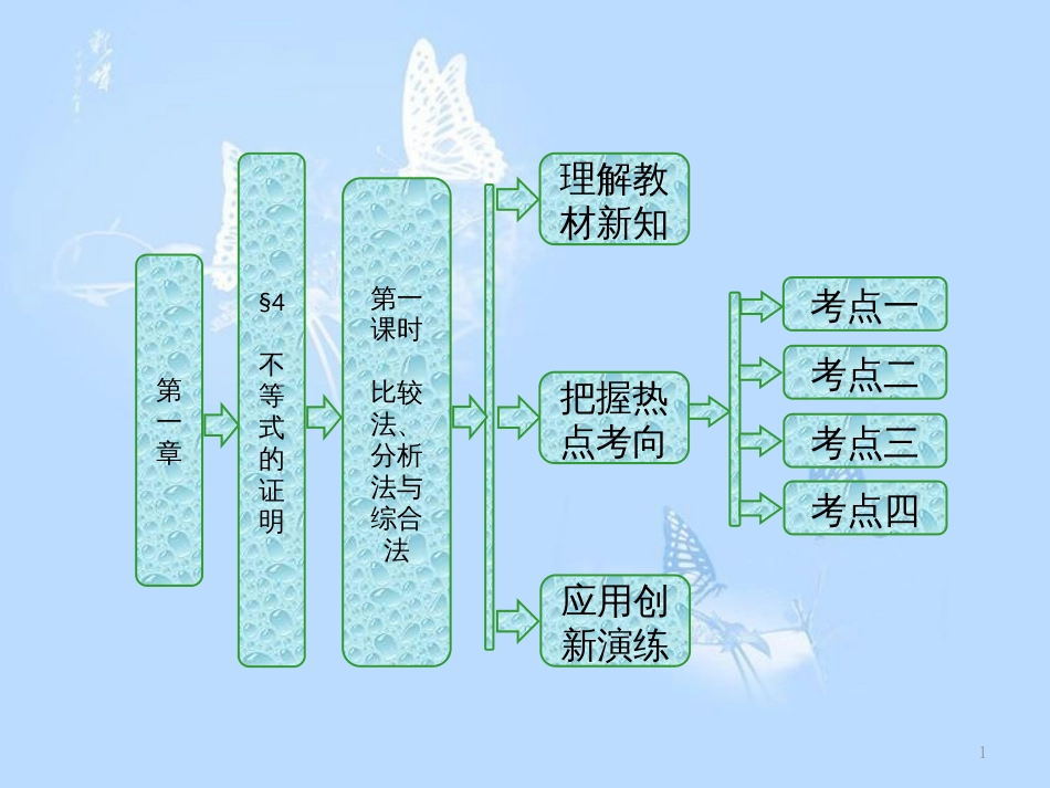 高中数学 第一章 不等关系与基本不等式 4 第一课时 比较法、分析法与综合法课件 北师大版选修4-5_第1页