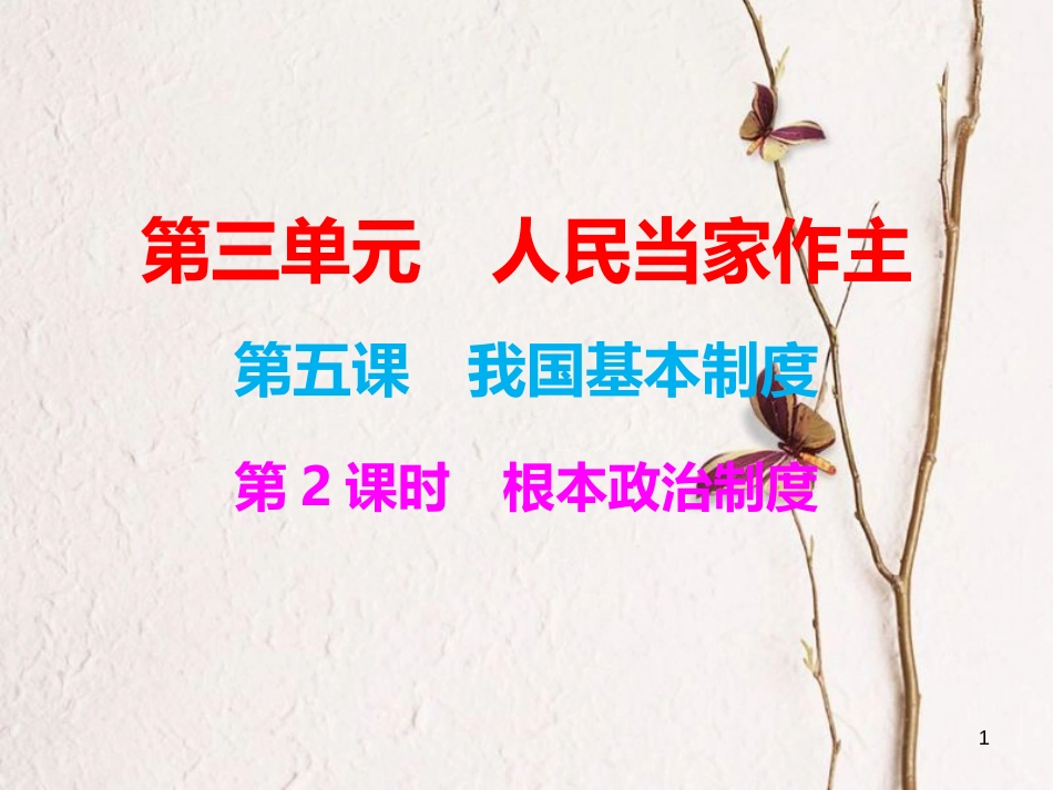 八年级道德与法治下册 第三单元 人民当家作主 第五课 我国基本制度 第2框 根本政治制度课后练习课件 新人教版_第1页