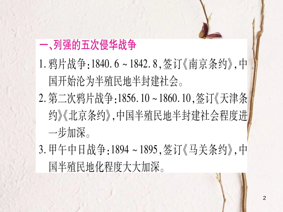 中考历史总复习 第二篇 知能综合提升 专题一 列强的侵略与中国人民的抗争课件 岳麓版_第2页