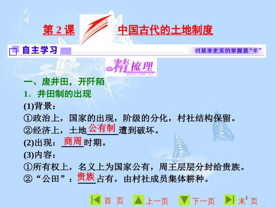 高中历史 第一单元 中国古代的农耕经济 第2课 中国古代的土地制度课件 岳麓版必修2_第1页