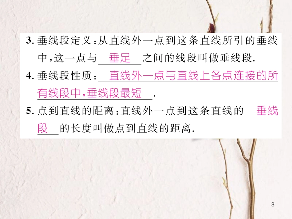 七年级数学下册 第2章 相交的平行线 1 两条直线的位置关系（2）作业课件 （新版）北师大版_第3页