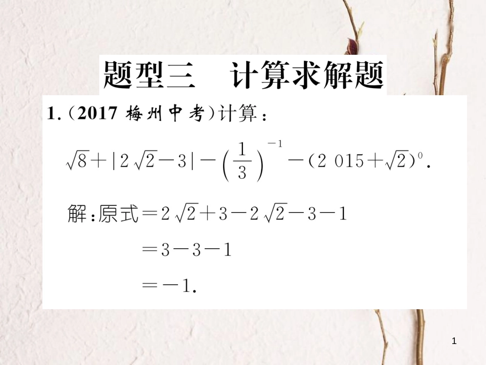 （青海专版）中考数学复习 第2编 专题突破篇 题型3 计算求解题（精练）课件_第1页