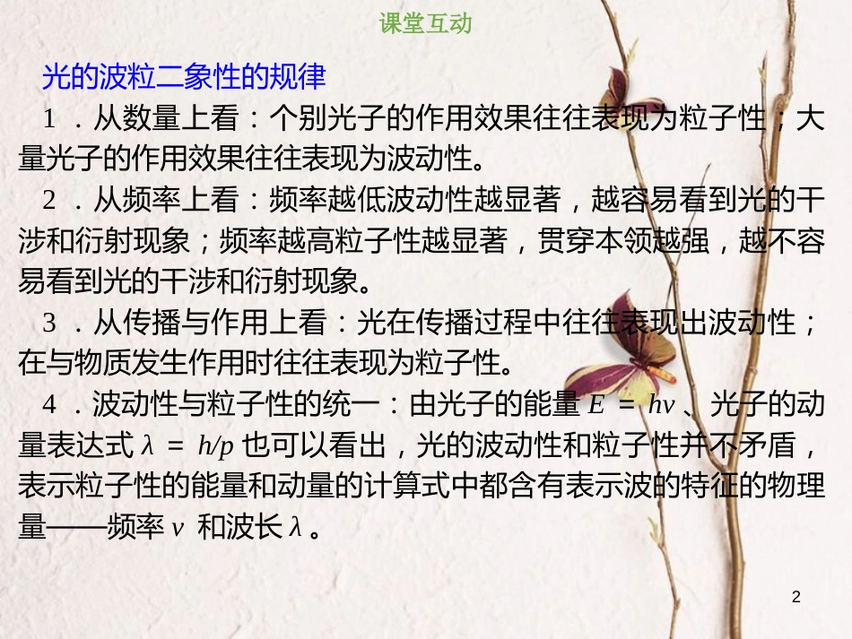 2019版高考物理总复习 第十二章 波粒二象性 原子结构和原子核 12-1-3 考点强化 光的波粒二象性、物质波课件(1)_第2页