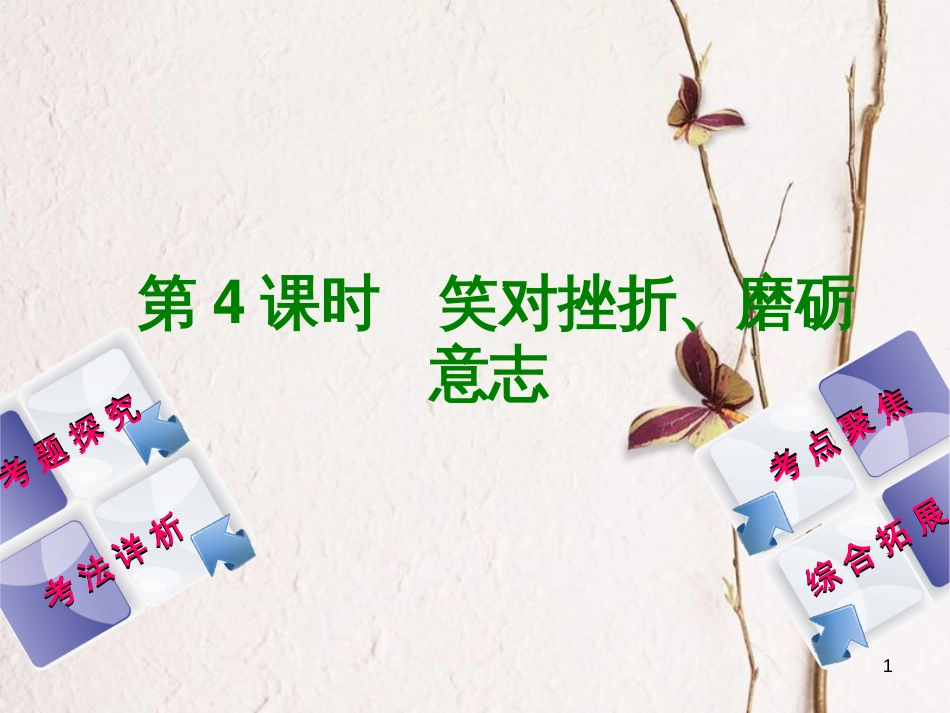 北京市中考政治 七年级 第四课时 笑对挫折、磨砺意志教材复习课件 人民版_第1页