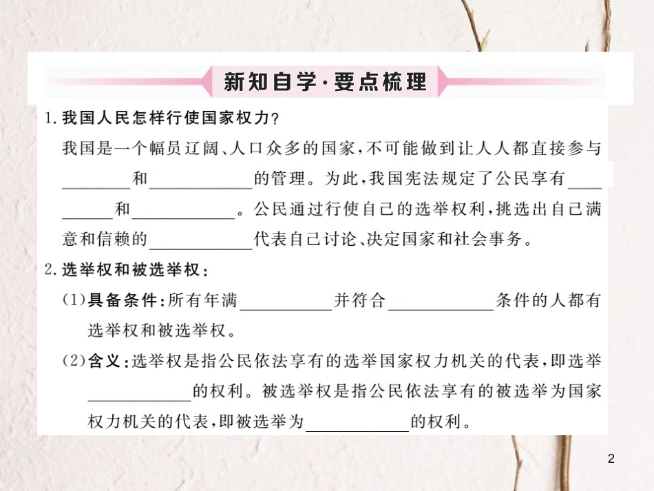 九年级政治全册 第三单元 法治时代 第九课 人民代表的责任 第1框 人大代表人民选课件 人民版_第2页